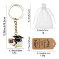 Enamel Graduation Cap Books Bouquet Keychain Gold Ring view 2