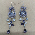Floral Crystal Teardrop Earrings and Necklace with Polished Metal Details view 6