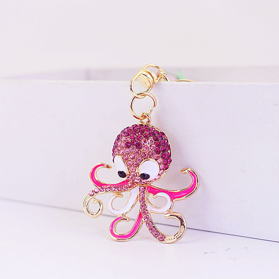 Rhinestone Sea Turtle Keychain Cute Animal Metal Bag Charm for Car Keys