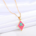 Gold Tone Enamel Hamsa Evil Eye Pendant Necklaces in Five Designs view 3