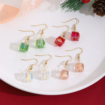 Four Color Transparent Gift Box Gold Hook Earrings
