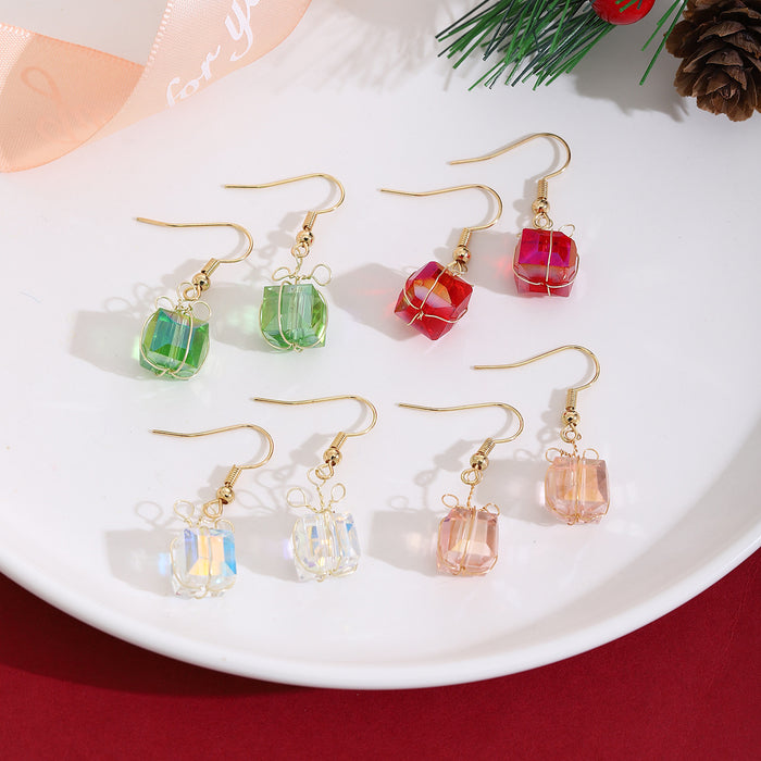 Four Color Transparent Gift Box Gold Hook Earrings