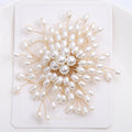 White Pearl Beaded Burst Brooch With Radiating Sprays view 6