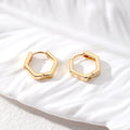 Gold Tone Geometric Huggie Hoop Earrings in Seven Designs view 6