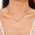 Gold Tone Star Zircon Tennis Necklace Titanium Steel Chain view 1