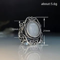Opalescent Oval Scrollwork Filigree Ring In Antiqued Silver Tone view 4