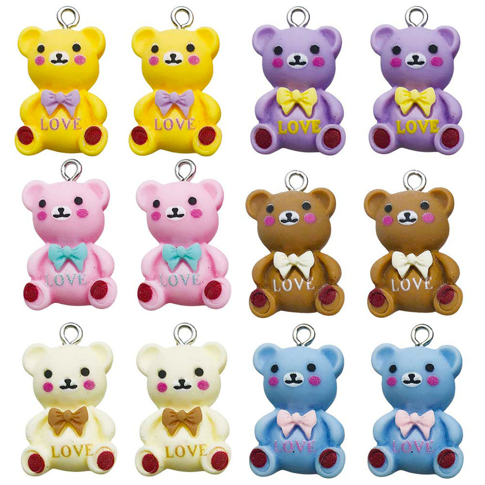 Resin Cartoon Bow Bear Butterfly Charm Pendant for DIY Cream Glue Earrings Bracelet Keychain