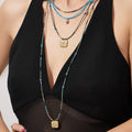 Turquoise Bead Necklaces Pink Stone and Evil Eye Pendant view 3
