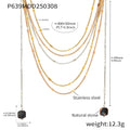 Multi-Layer Stainless Steel Necklace Natural Stone Tassel Pendant view 6