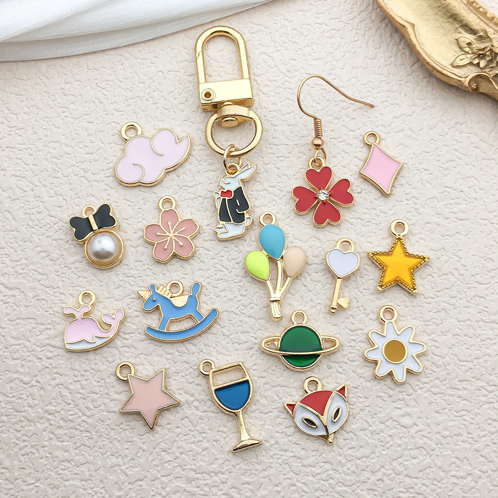 Enamel Zinc Alloy Clover Enamel Charm Pendants