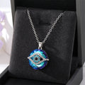 Silver Tone Blue Crystal Evil Eye Pendant Necklace view 3
