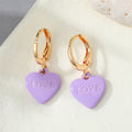 Gold Tone Love Heart Charm Huggie Drop Earrings in Six Colors view 8
