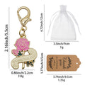 Pink Rose Thank You Mom Enamel Keychain Gold Clasp view 2