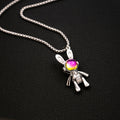 Silver Mechanical Space Rabbit Pendant Necklace Iridescent Visor view 2