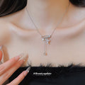 Safety Pin Star Tassel Pendant Necklace with Metal Settings view 1