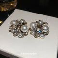 Pearl and Crystal Floral Cluster Stud Earrings Fashion Jewelry view 4