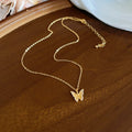 Crystal Butterfly Pendant Chain Necklace in Gold and Silver view 6