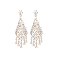 Silver Tone Crystal Teardrop Fringe Chandelier Earrings view 5
