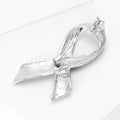 Black Enamel Awareness Ribbon Brooch Silver Tone Edge view 4