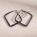 Gunmetal Irregular Square Outline Oversized Hoop Earrings view 6
