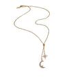 Crescent Moon and Starburst Pendant Necklace with Metal Settings view 5
