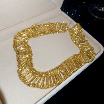 Crystal Lace Fringe Necklace And Bracelet Gold Silver