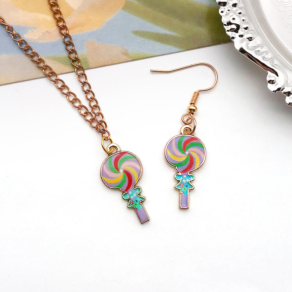 Zinc Alloy Rainbow Lollipop Charm Pendant for Earrings Hair Accessories Bracelet Necklace DIY