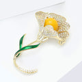 Yellow Center Crystal Petal Flower Brooch in Yellow view 3