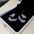 Gold Tone Crystal Leaf C Hoop Earrings Decorative Jewelry view 6