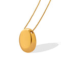 Polished Oval Pebble Pendant Necklace Long Box Chain Metal view 5