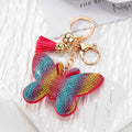 Rhinestone Butterfly Keychains Gold Clasp Tassel 3 Colors view 4
