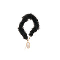 Plush Collar Necklace with Oval Pearl Style Pendant view 5
