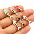 Colorful Enamel Fishbone Metal Charms in a Random Mix view 2