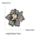 Black Filigree Flower Brooch with Colored Center Crystal view 6