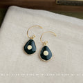 Gold Hook Enamel Avocado Leaf Pearl Frame Drop Earrings view 6