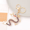 Rhinestone Chinese Dragon Keychain Gold Clasp Four Colors view 4