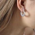 U Shape Hoop Earrings Mesh Stripe Texture Gold Steel view 6