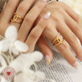 Interlocking Double Loop Open Ring Gold And Steel Tone view 3