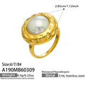 Gold Hammered Pearl Ring And Open Double Panel Ring view 6