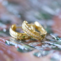 Gold Crystal Channel Huggie Hoop Earrings Polished view 2