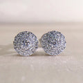 Round Pave Cluster Stud Earrings In Three Polished Metal Tones view 6