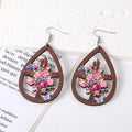 Silver Tone Tropical Flower and Flamingo Acrylic Hook Earrings view 2