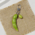 Realistic Green Edamame Pod and Bean Snap-Hook Keychain view 3