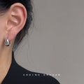Thick Teardrop Chunky Huggie Hoop Earrings Gold Silver view 3
