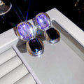 Silver Multicolor Crystal Bracelet Necklace Stud Set view 8
