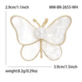 Shell Effect Butterfly Brooch With Pearl Center in Five Colors view 10