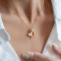 Pink Heart and Dolphin Pendant Necklace in Gold and Silver Tones view 2