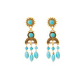 Silver and Gold Turquoise Look Chandelier Earrings view 5