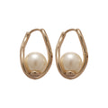 Open Frame Pearl Hoop Earrings with Distinctive Textured Details view 5