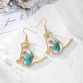 Gold Cat Silhouette Dried Flower Resin Dangle Earrings 4 Styles view 2